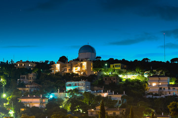 Night view of the star observatory in Pendeli in Greece.
