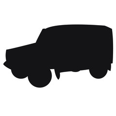 Silhouette of car on a white background