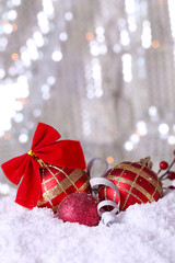 Beautiful Christmas composition on abstract shiny background