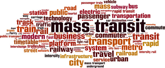 Mass transit word cloud concept. Vector illustration
