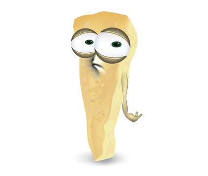 Sad yellow parmesan cartoon, a depressed, disappointed character.