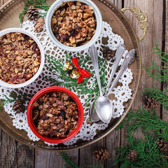 Plum crumble. New year and Christmas biscuits.selective focus.