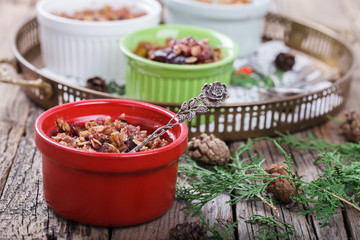Plum crumble. New year and Christmas biscuits.selective focus.
