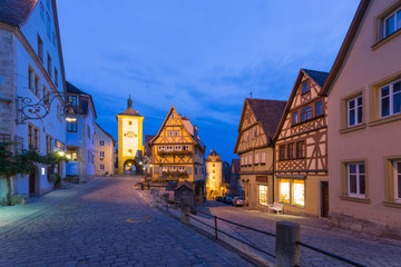 Fototapeta na wymiar Rothenburg ob der Tauber, picturesque medieval city in Germany, famous UNESCO world culture heritage site, popular travel destination