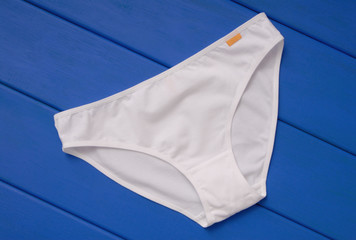 white cotton trunks for woman is on blue