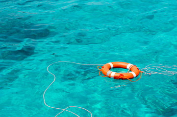 A life buoy in the sea