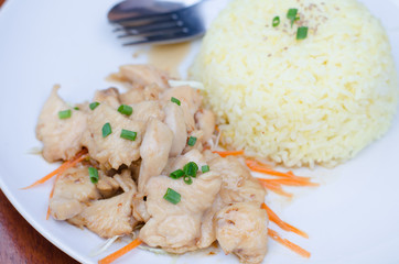 chicken in Teriyaki sauce white rice