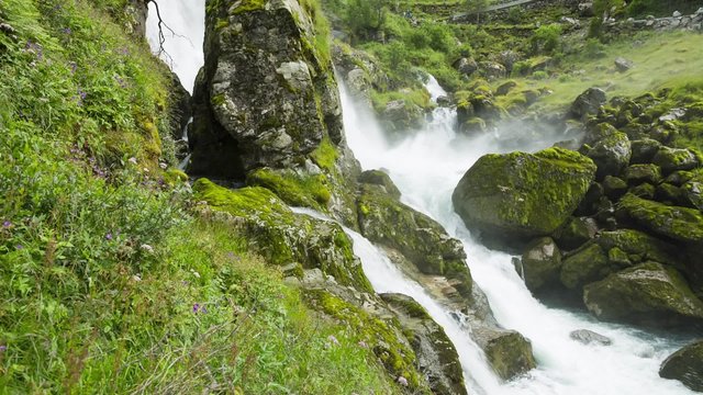 Kleivafossen Waterfall - Stryn Municipality / Briksdalen / Jostedalsbreen National Park, Sogn og Fjordane County, Norway