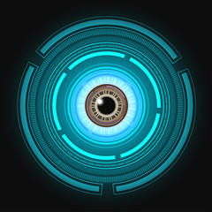 Abstract technology for safety and security concept with digital eye of robot