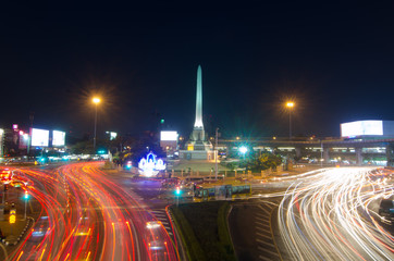 Victory monument at night in Bangkok