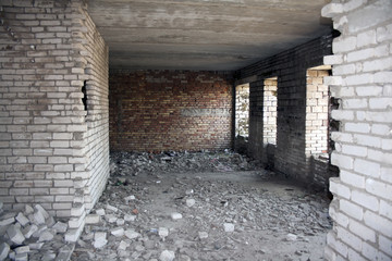 Inside destroyed building 