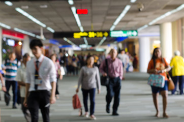Passengers in Airport on blur background