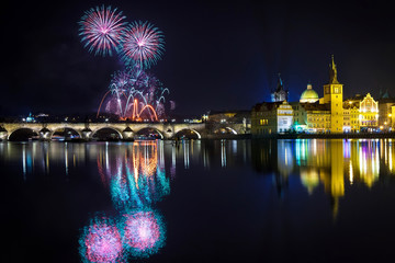 New year Fireworks in Prague, Czech Republick - 97474779