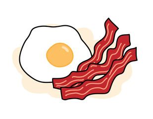 Bacon and Egg, a hand drawn vector illustration of delicious bacons and egg, isolated on a simple background (each objects is properly grouped and editable).