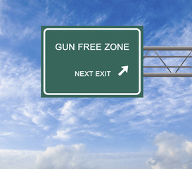 Road sign to gun free zone