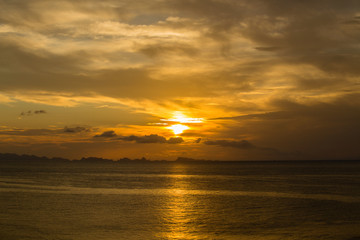 Beautiful sunset on the beach in island Koh Phangan, Thailand.