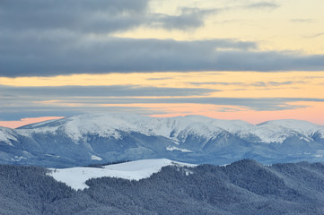 Vibrant sunrise in the mountains