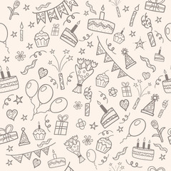 Birthday party doodle pattern