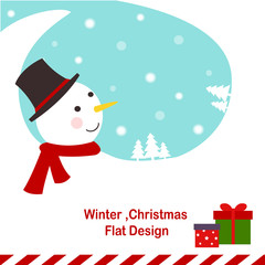 snowman,winter,christmas,present flat vector
