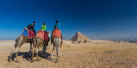 Egypt. Cairo - Giza. General view of pyramids from the Giza Plat