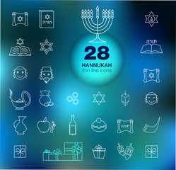 Jewish church traditional religious symbols outline icons set isolated vector illustration