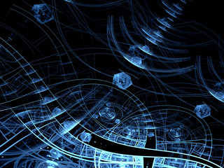 Abstract digitally generated technology style blue background