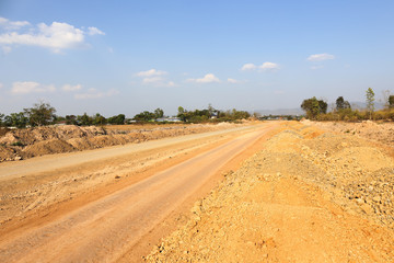Fototapeta na wymiar cross border highway construction At Mae Sot Special Economic Zone , Thailand 