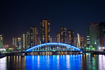 Panoramic view at Sumida River, Tokyo, Japan