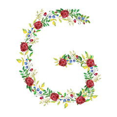 Watercolor Floral Monogram Letter