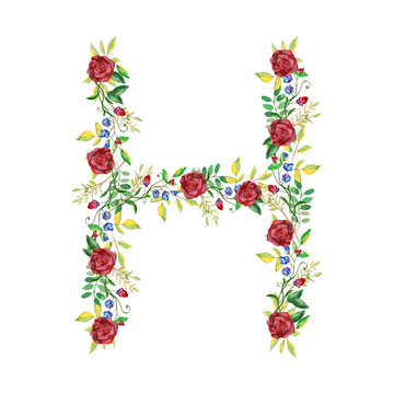 Watercolor Floral Monogram Letter