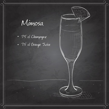 Cocktail alcohol Mimosa on black board