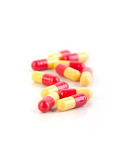 medicine pills  on white bg