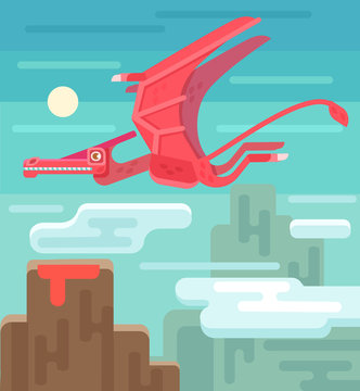 Pterodactyl vector flat illustration