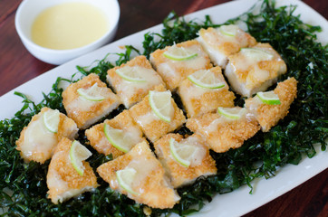 Chicken fried crispy with lemon cream