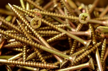 Detail of brass self-tapping screws