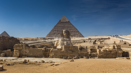 Fototapeta na wymiar Egypt. Cairo - Giza. General view of pyramids from the Giza Plat