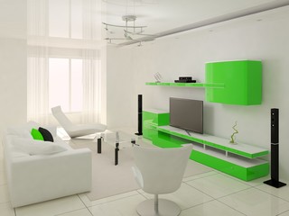 Naklejka na ściany i meble Interer functional modern living room.