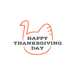 Happy thanksgiving day title logo with text and simple turkey si