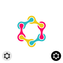 Hexagon tech science logo template. Social networking concept.