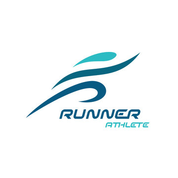 Runner logo. Fast simple stylized athlete figure.