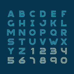 Maze tech letters linear style font. Construction design latin a - 97485904