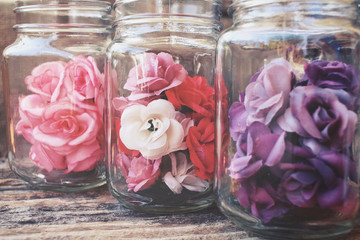 Vintage roses on the jar