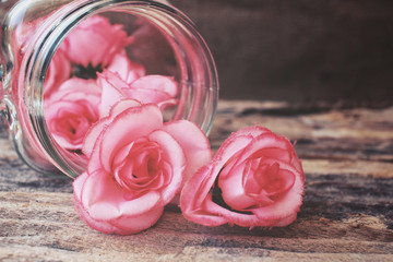 Vintage roses on the jar