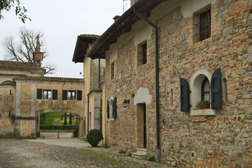 Fototapeta na wymiar Ancient houses of the Strassoldo's castle, Friuli, Italy 