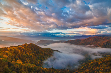 The mountain landscape. Autumn sunrise.