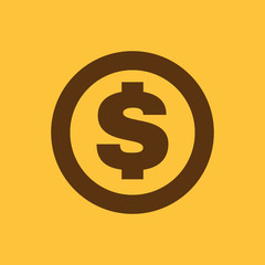 The dollar icon. Cash and money, wealth, payment symbol. Flat