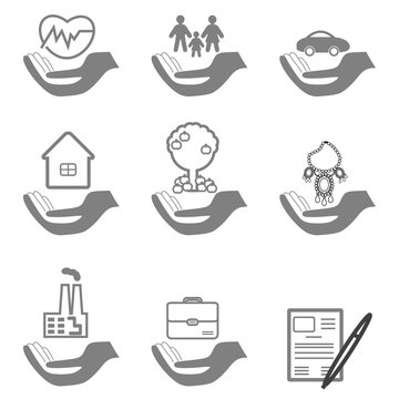 Vector insurance icons set