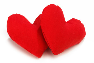 Red textile hearts