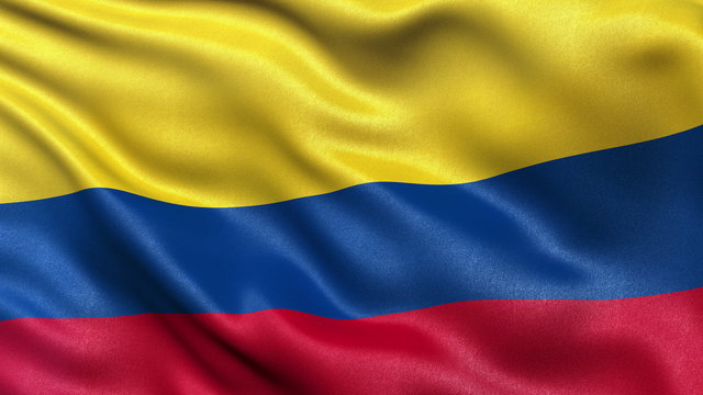 Realistic Ultra-HD flag of Colombia waving in the wind. Seamless loop with highly detailed fabric texture.