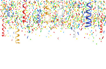 Flying multicolored confetti - party background
